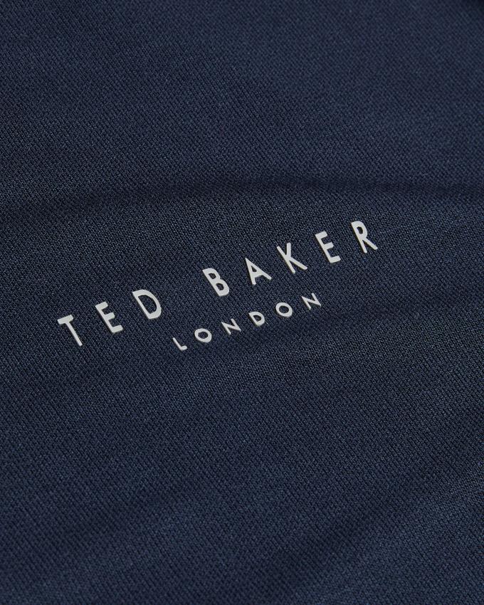 Hauts Ted Baker Solid Cotton Long Sleeve Bleu Marine Homme | AYW-74165826